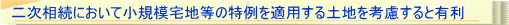 二次相続において小規模宅地等の特例を適用する土地を考慮すると有利